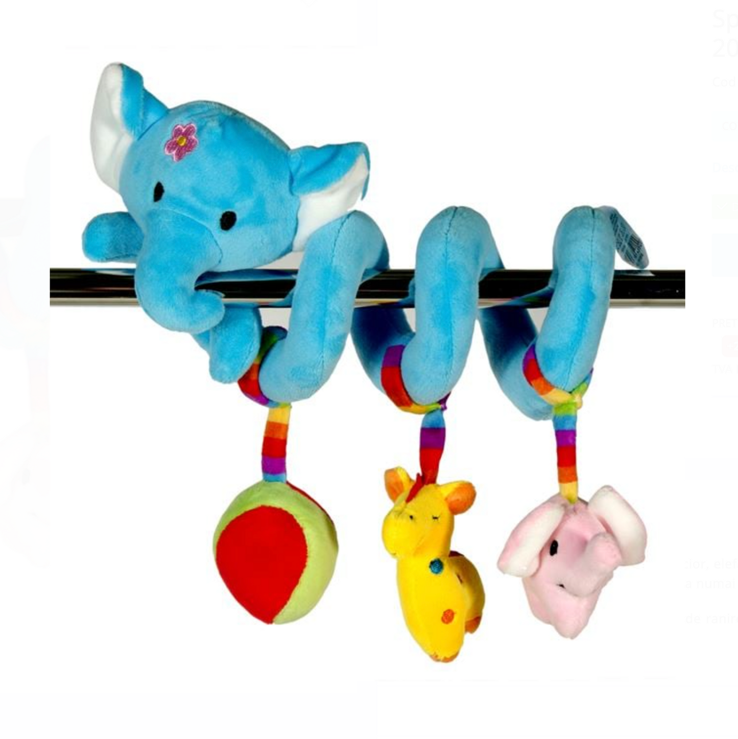 Spirala Elefant Bleu cu Jucarii pentru Patut 20cm