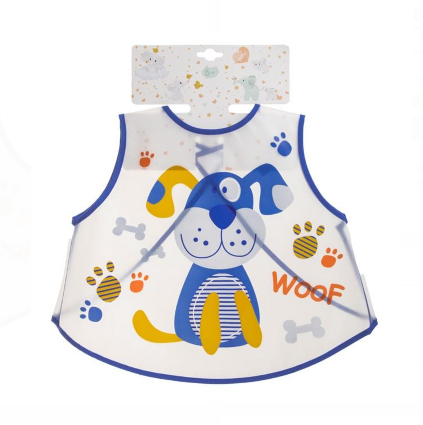 Bavetă Transparentă cu Model Câine Albastru „Woof” 38x31cm