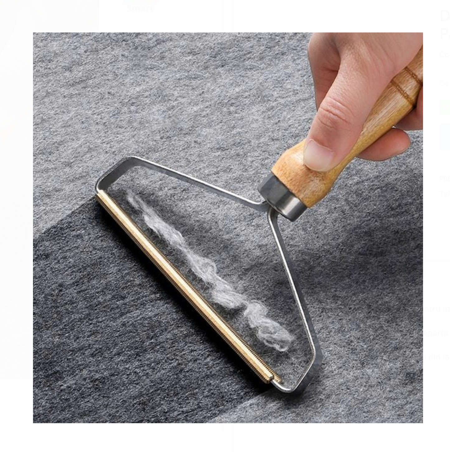 Dispozitiv cu Mâner din Lemn pentru Îndepărtarea Părului de Animale – 13x16cm