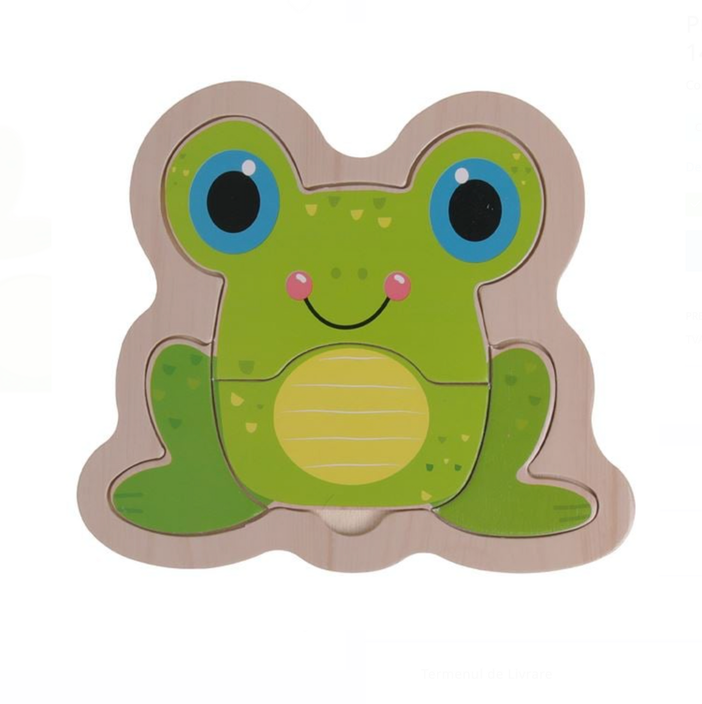 Puzzle din Lemn Broscuță (4 piese) 14.5x12cm