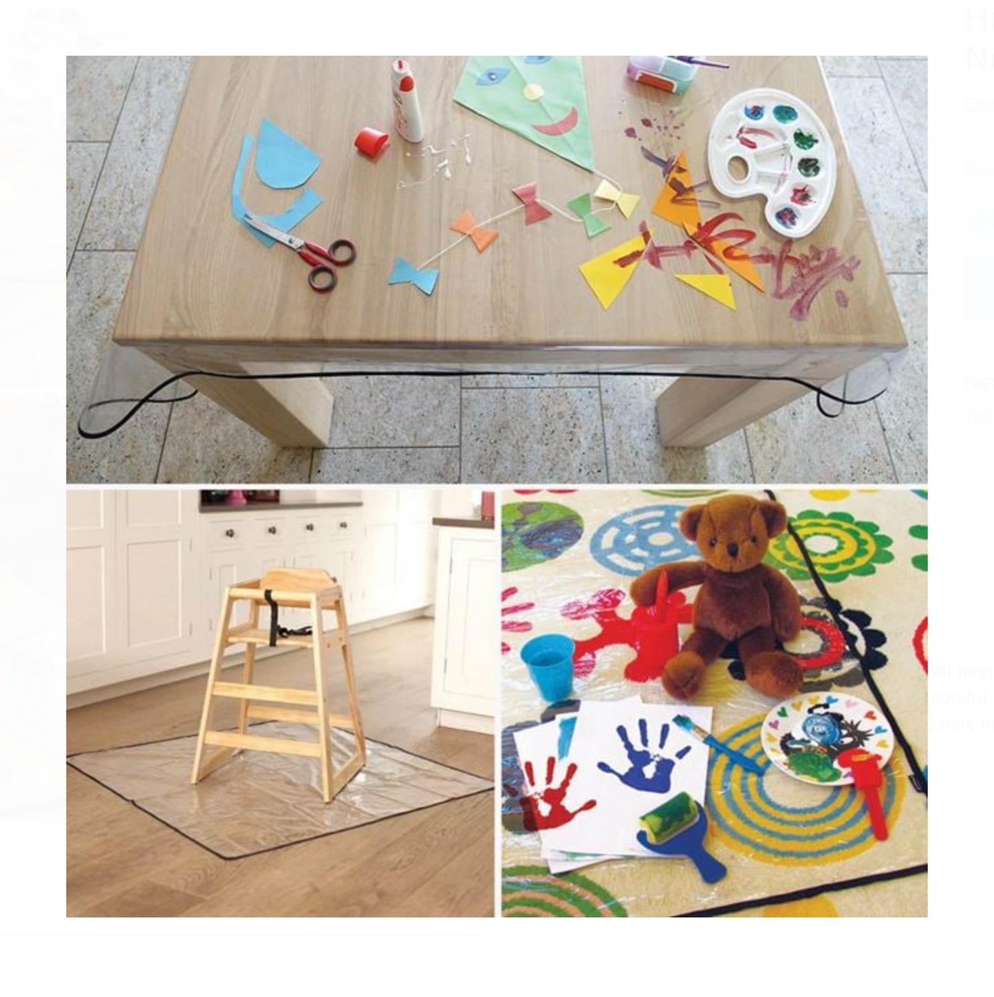 Husă de Protecție Transparentă cu Margine Neagră – 1×1 m