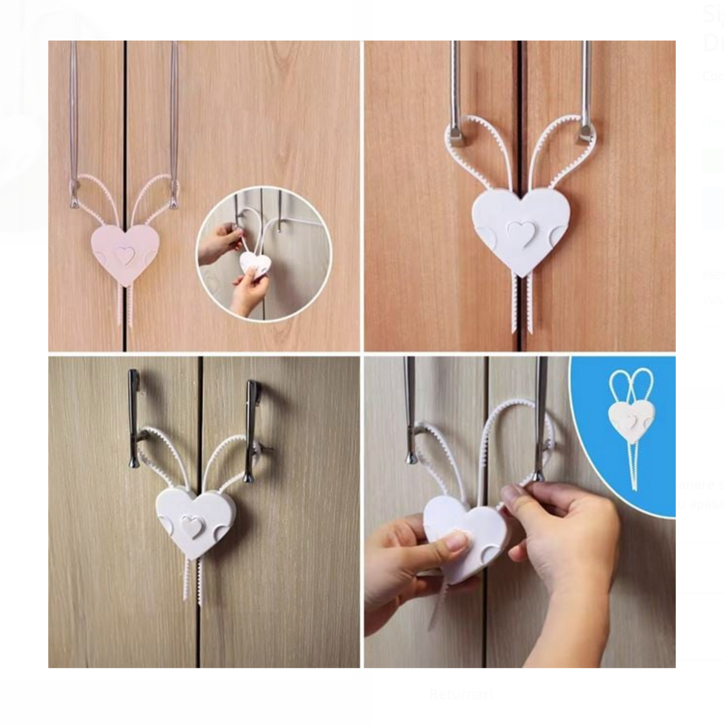 Siguranță în Formă de Inimă pentru Blocarea Dulapului – 7x7 cm