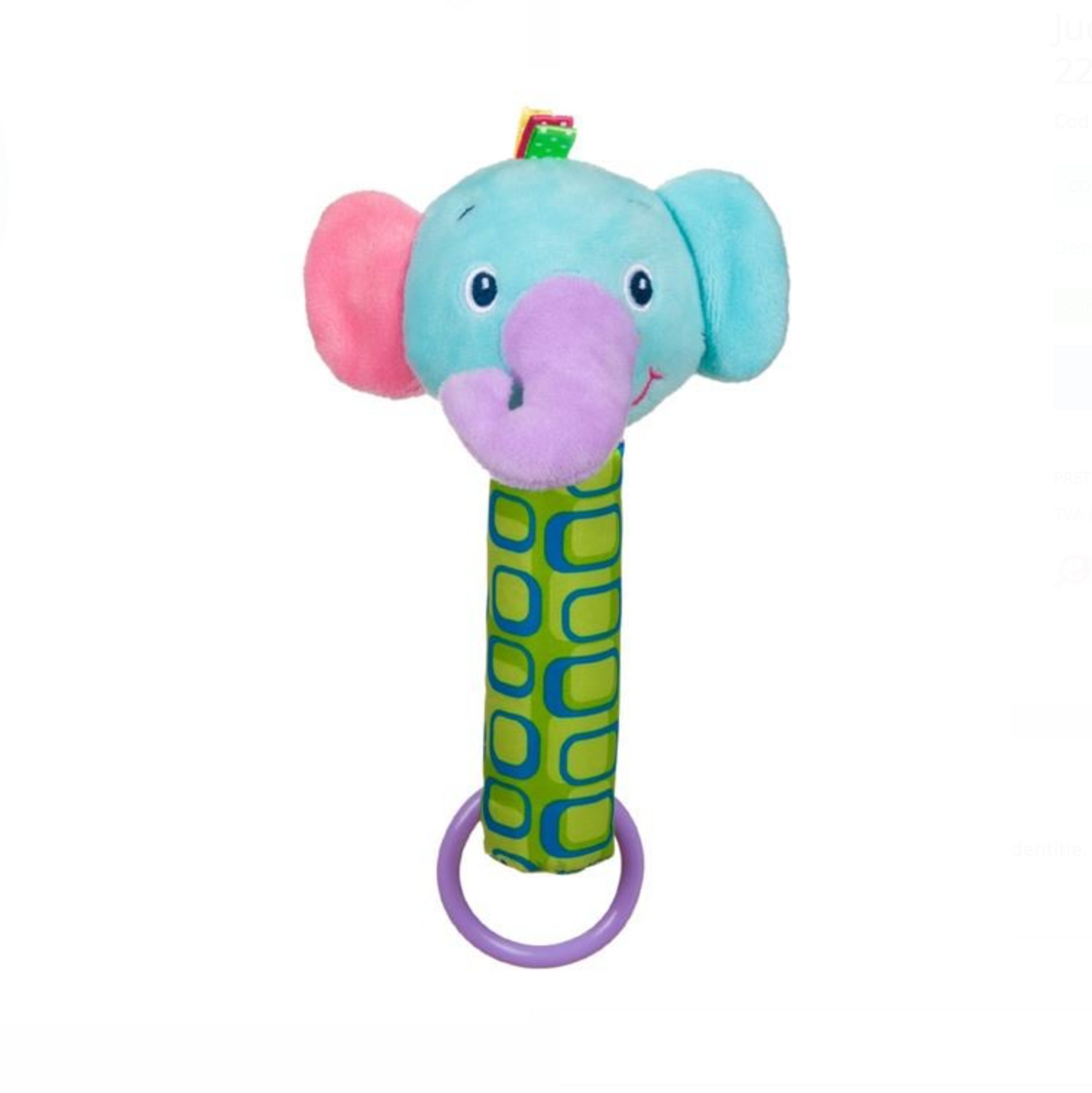 Jucarie Zornaitoare de Plus Elefant & Dentitie 22cm