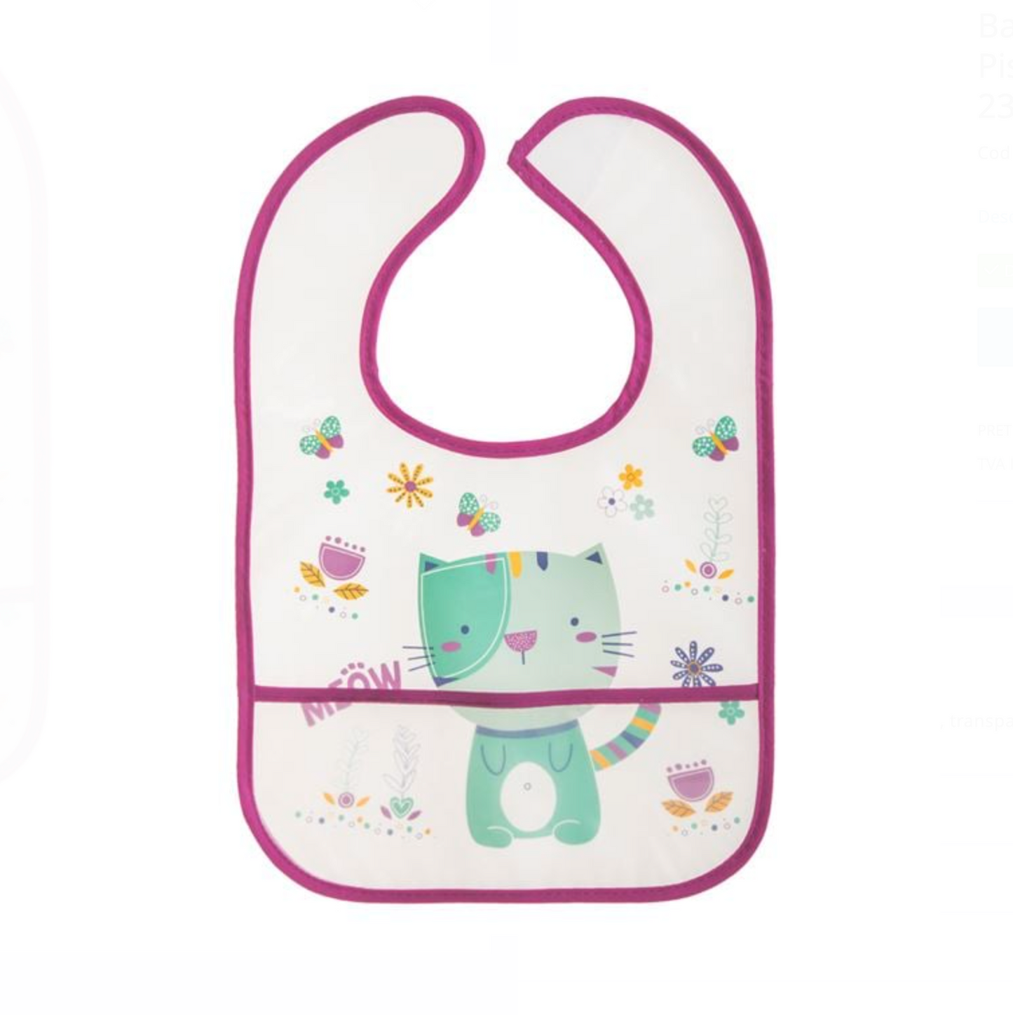 Bavetică transparentă cu buzunar colector-pisicuță