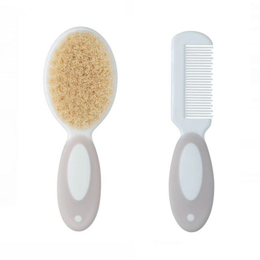 Set cu Pieptene & Perie cu Fir Natural pentru Bebelusi