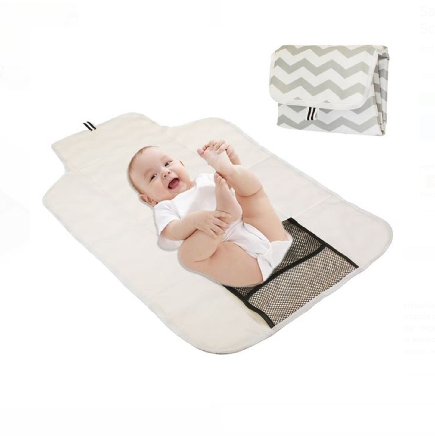 Saltea Pliabila Alba Gri pentru Schimbat Scutece 66x44cm