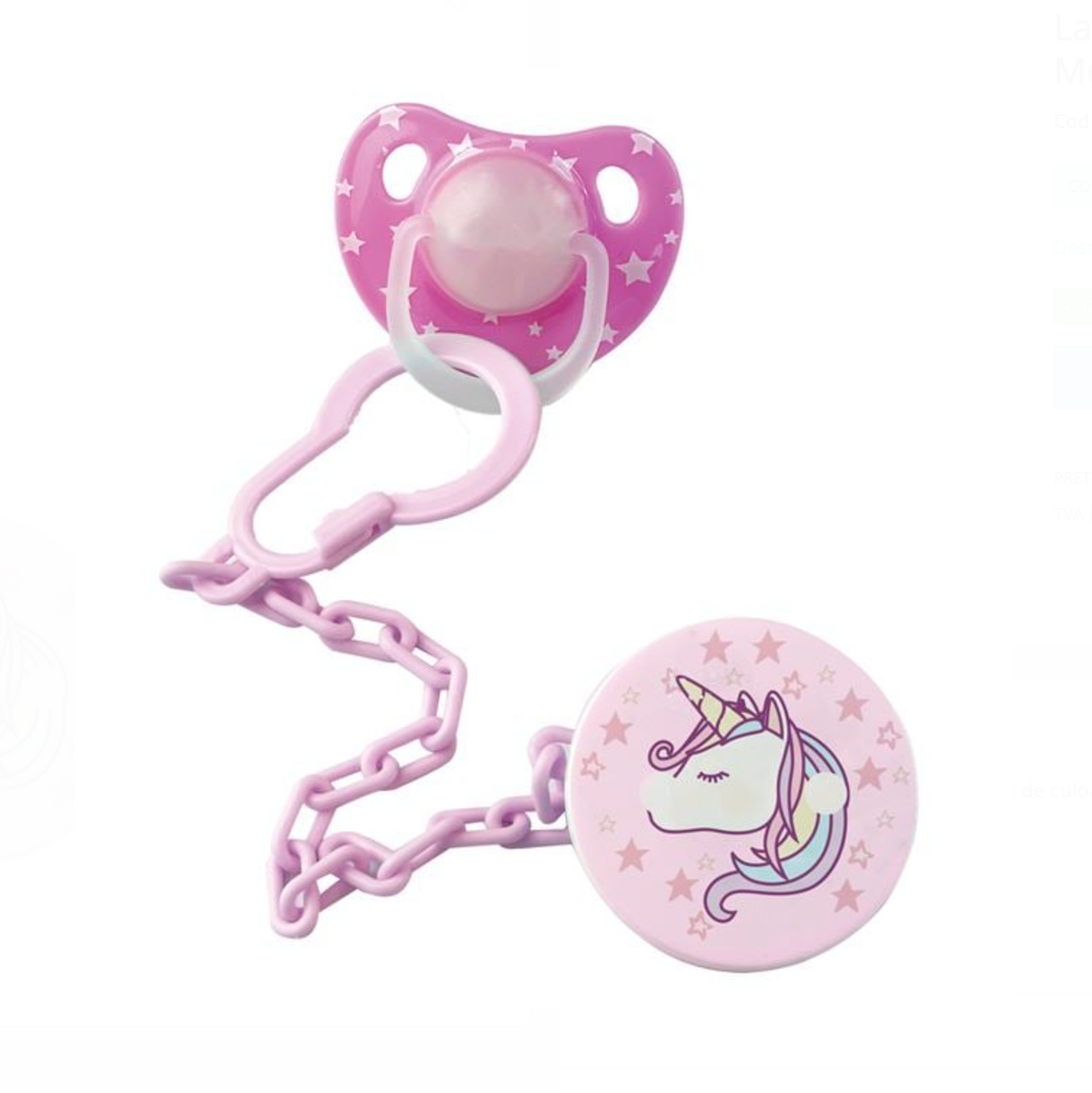 Lant pentru Suzeta cu Clip din Plastic Roz