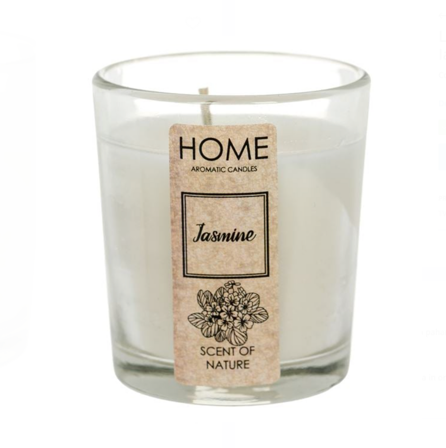 Lumânare parfumată albă, cu aromă iasomie