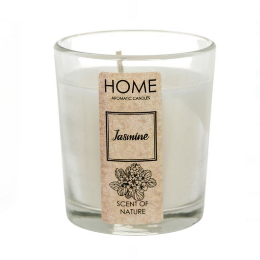 Lumânare parfumată albă, cu aromă iasomie