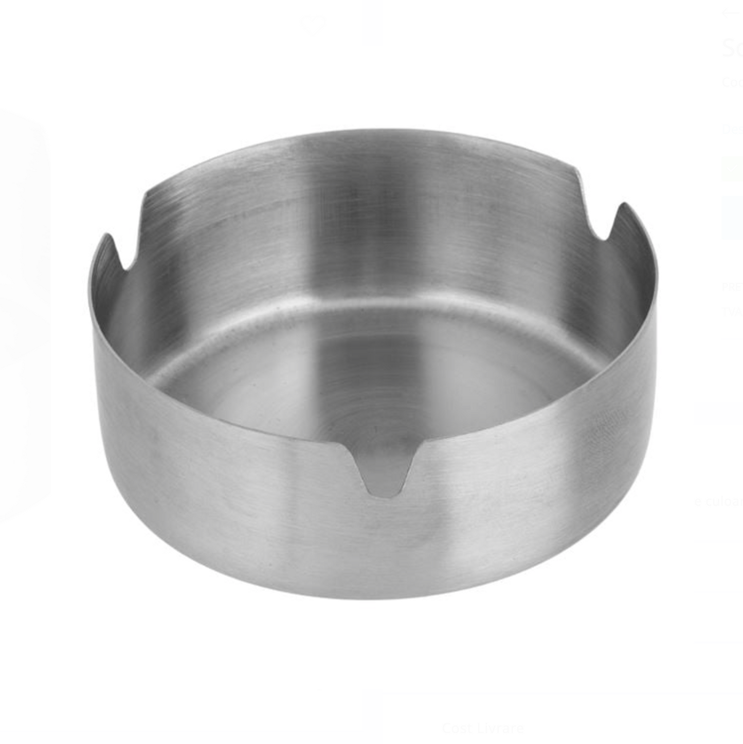 Scrumieră rotundă, din inox argintiu