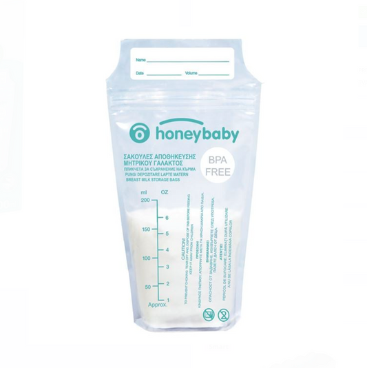 Pungi pentru depozitarea laptelui matern Honey Baby, 200 ml – set de 15 bucăți