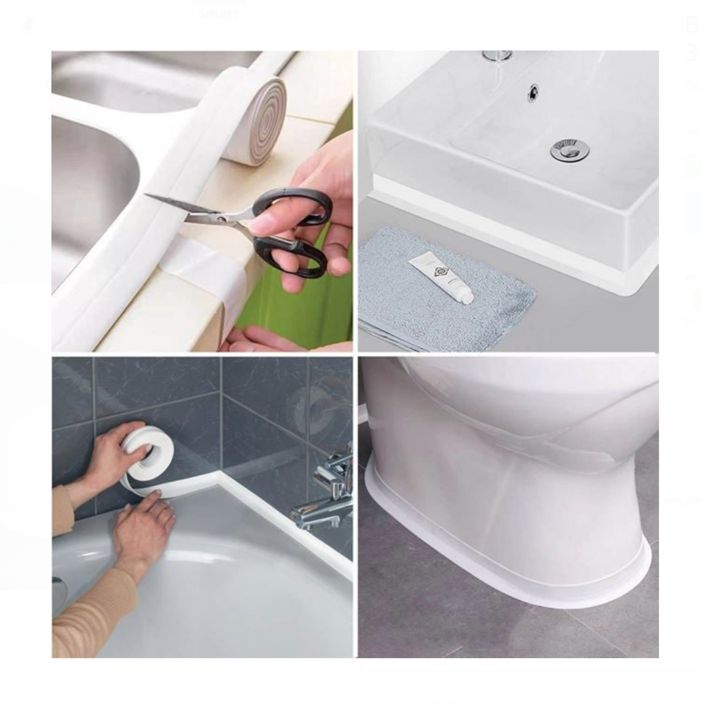 Bandă Adezivă de Etanșare Izolatoare Albă 3.3m x 2.8cm