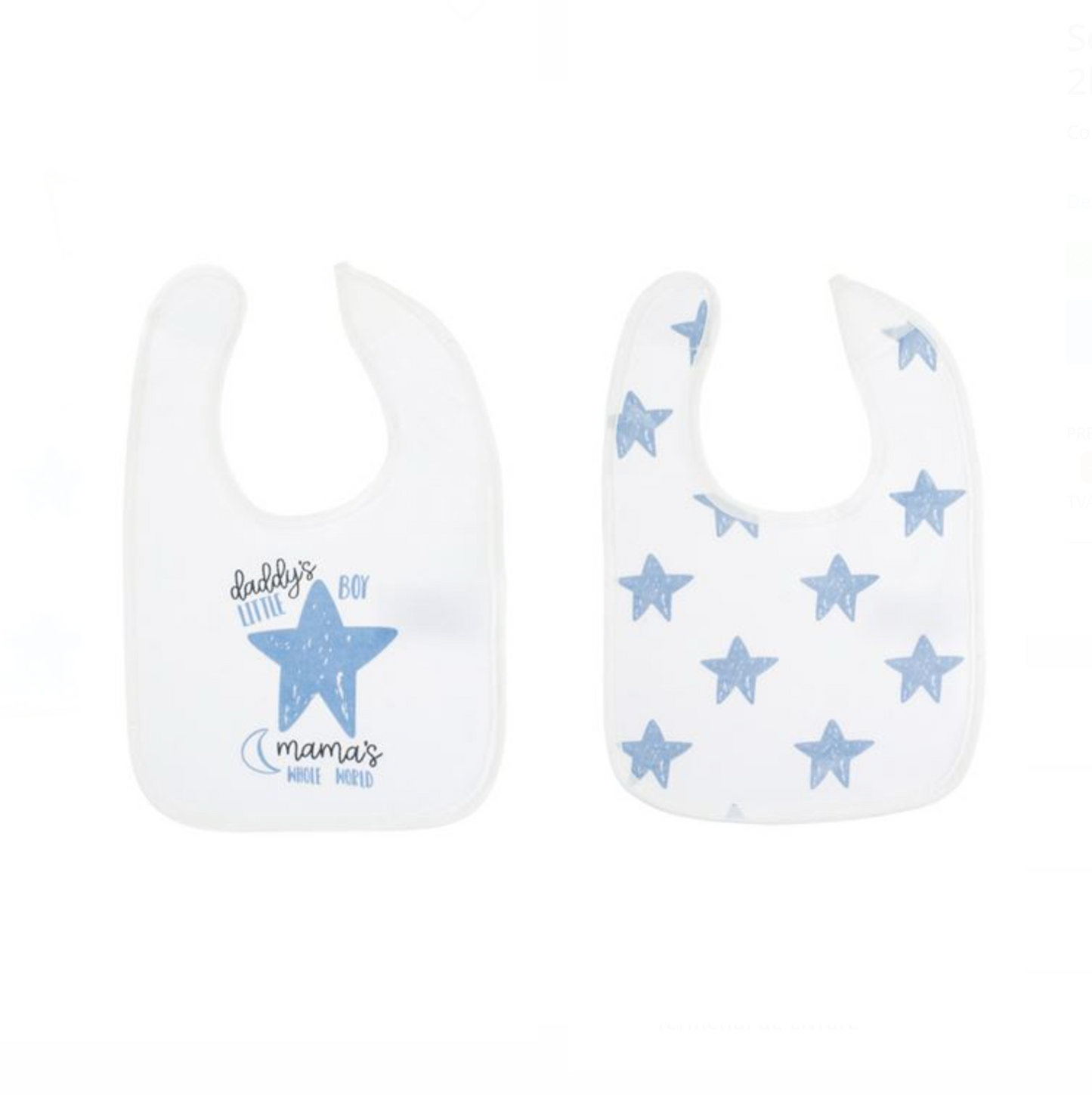 Set 2 Bavetă Textile Albe cu Model Stele Ciel