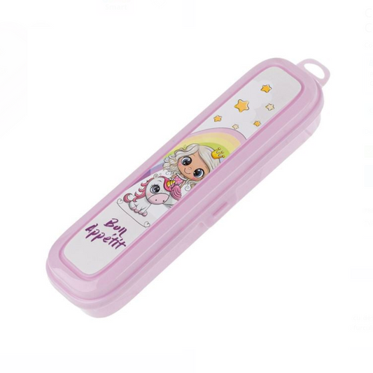 Cutie Tacâmuri / Periuță de Dinți Roz – Prințesa Sirenă pentru Copii 23.5x4.5x6cm