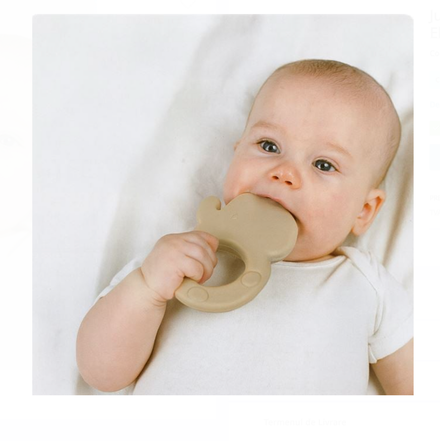 Jucărie de Dentitie din Silicon în Formă de Elefant Bej 8x9,5 cm