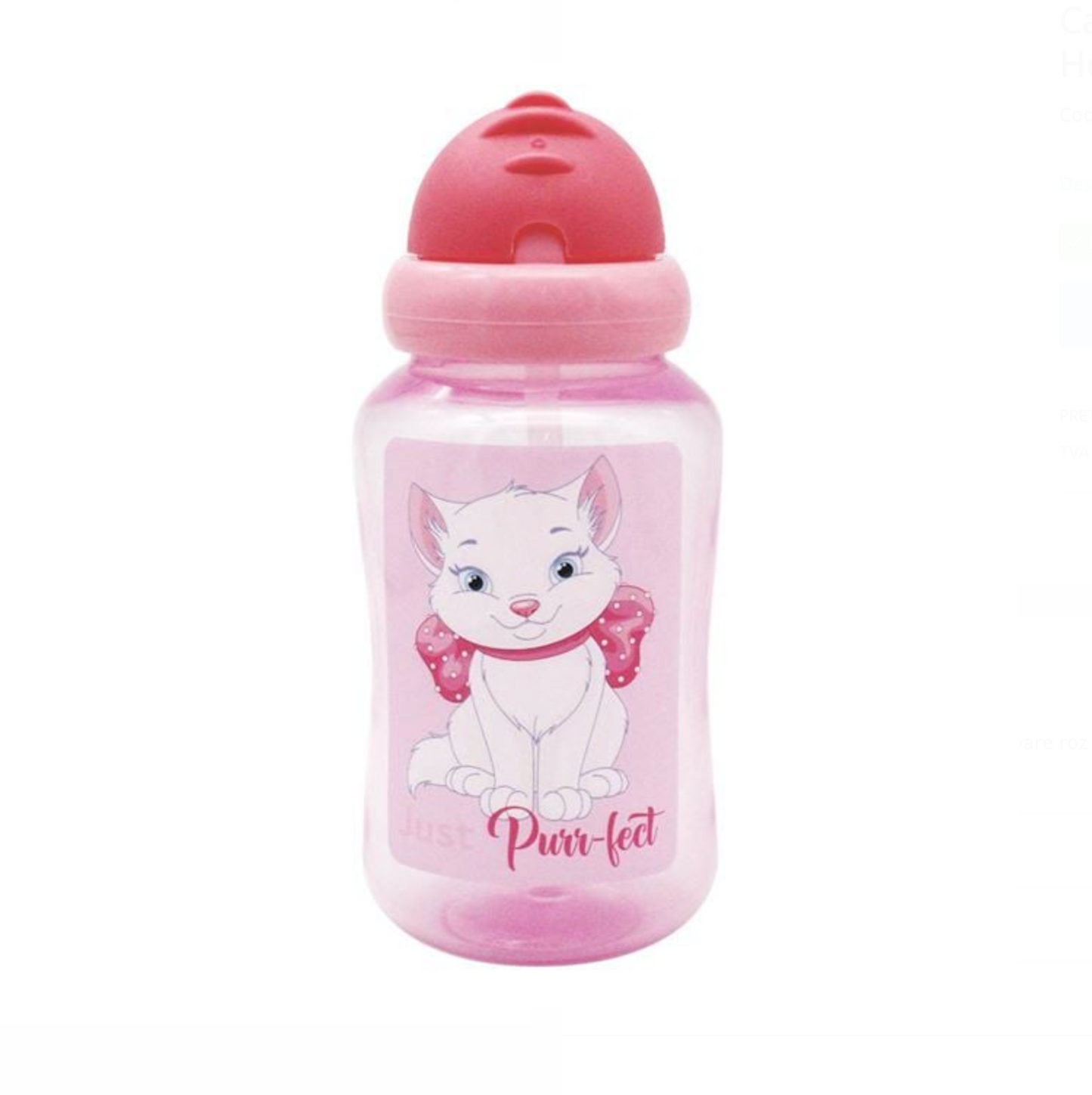 Cană cu Pai din Plastic Roz Pisică 340 ml