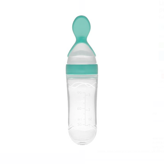 Lingură din Silicon Verde Mentă cu Rezervor pentru Bebeluși – 90ml
