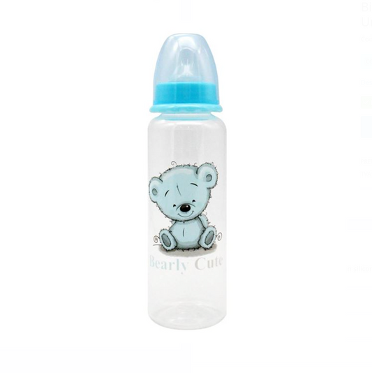 Biberon din Plastic cu Tetină din Silicon Bleu Ursuleț „Bearly Cute” – 250 ml